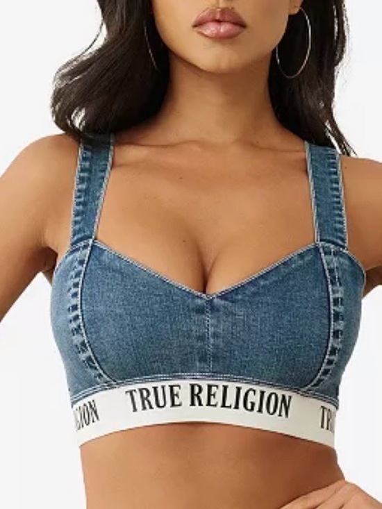 True Religion Tops - True Religion Denim Bralette in Medium Blue (Item #150)